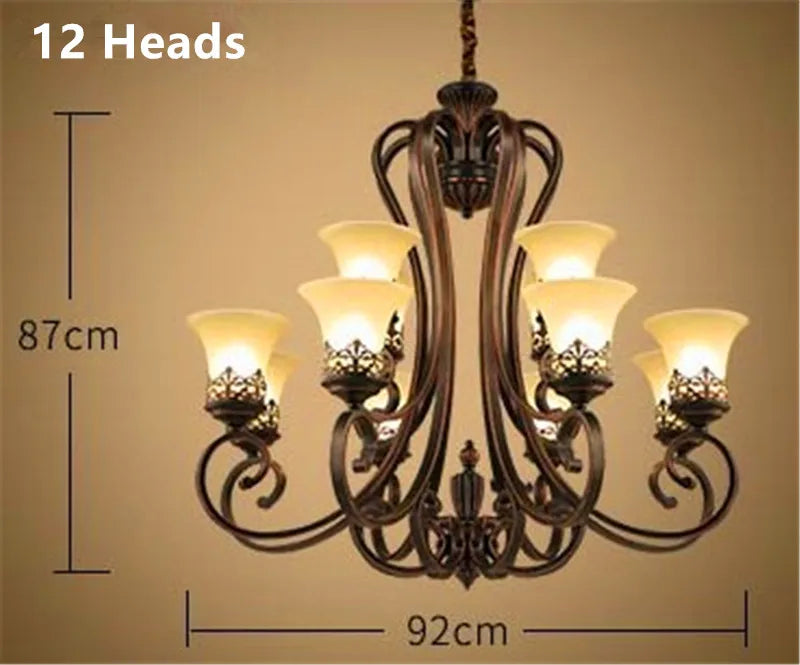 lustre en métal vintage style européen rétro pour éclairage intérieur - vue 10 sur 11