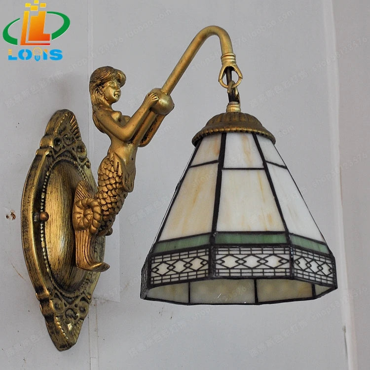 applique murale style européen tiffany rétro méditerranéen éclairage décoratif - vue 7 sur 8