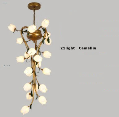 suspension en fer nordique avec verre lys tulipe camélia pour éclairage décoratif - vue 9 sur 12