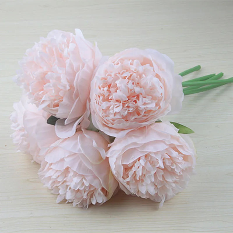 lot de 5 pivoines artificielles pour mariage et décoration intérieure