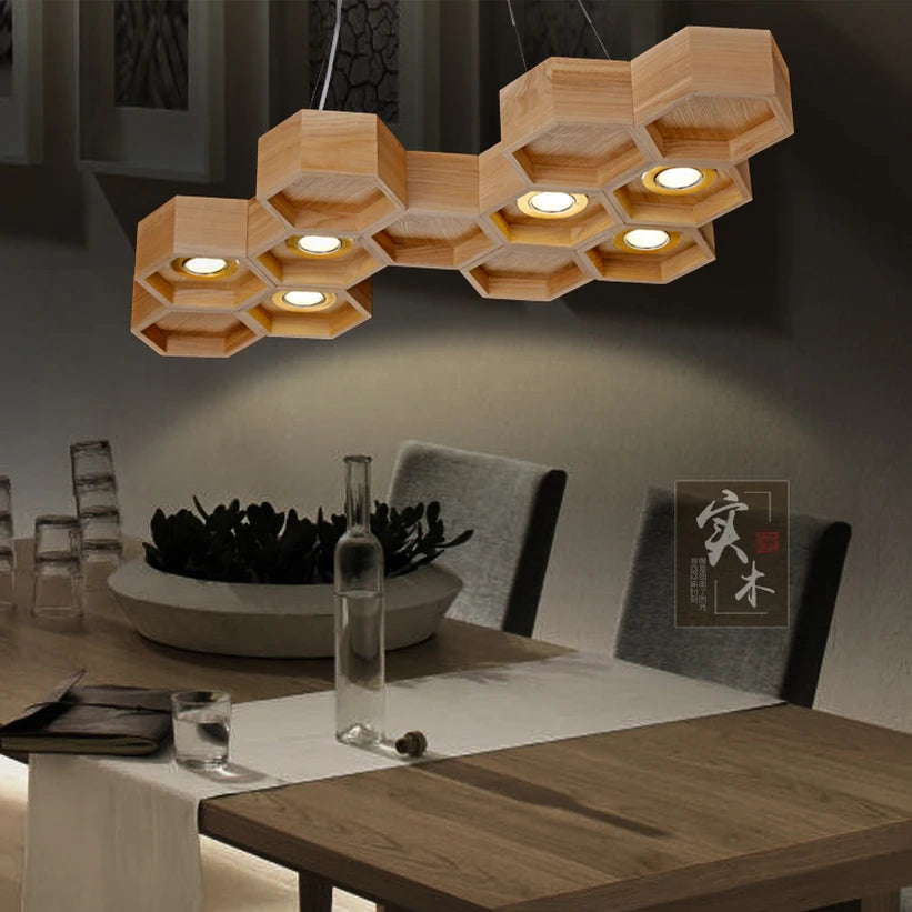 suspension en bois acrylique design nid dabeille pour intérieur - vue 6 sur 11