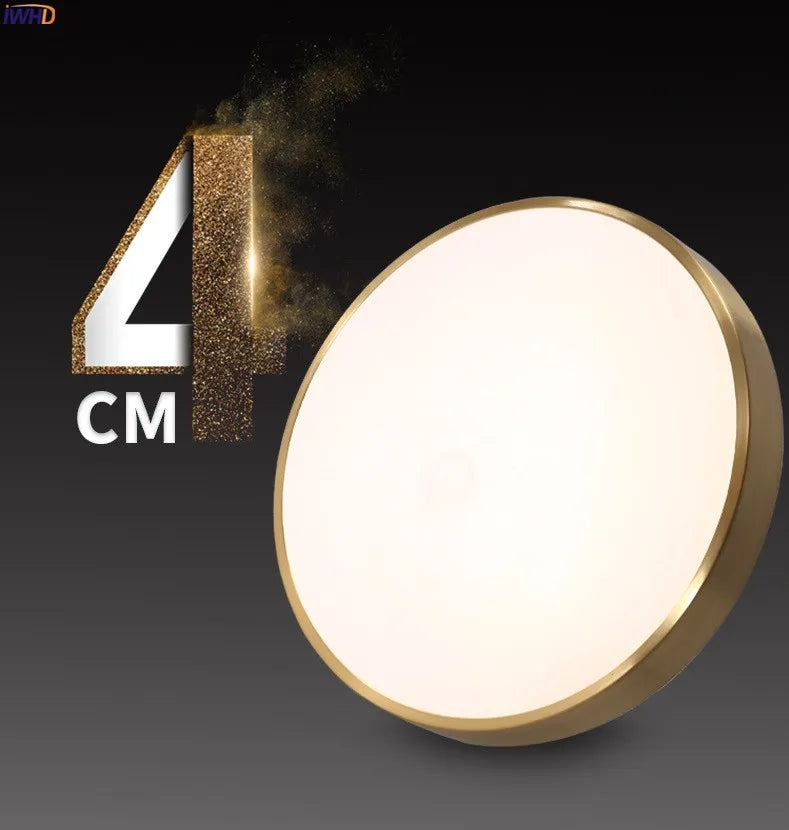 plafonnier moderne nordique en cuivre led acrylique iwhd - vue 10 sur 14