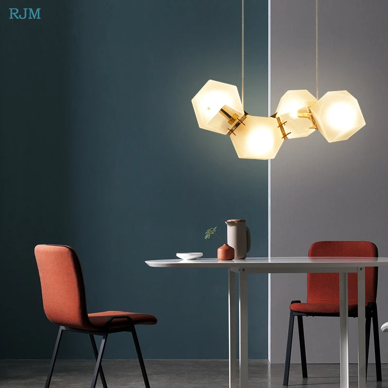 suspension en verre moléculaire à géométrie postmoderne nordique pour divers espaces - vue 3 sur 9