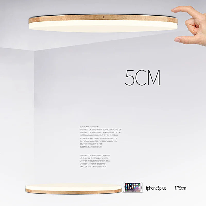 plafonnier led ultra-mince moderne en bois rond et carré