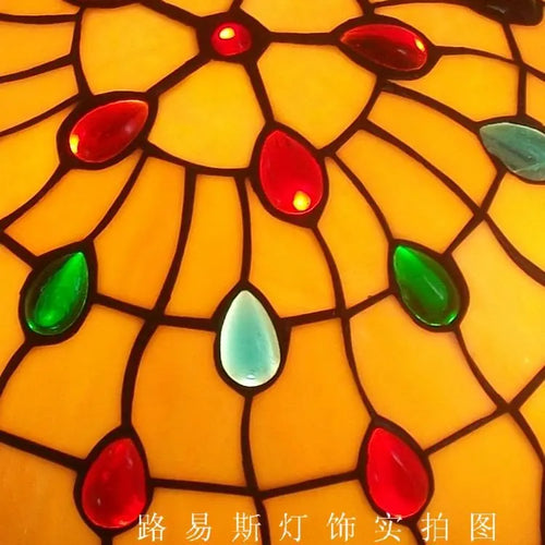 Factory Direct 16-inch The American Retro Ceiling Lamps Tiffany Stained Glass Art Of Living Room, Bedroom Balcony Lighting - vue 5 sur 6