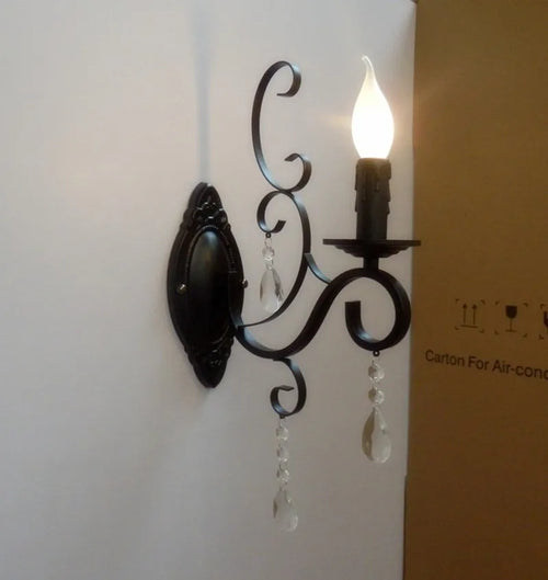 applique murale en cristal et métal style classique européen - vue 3 sur 6