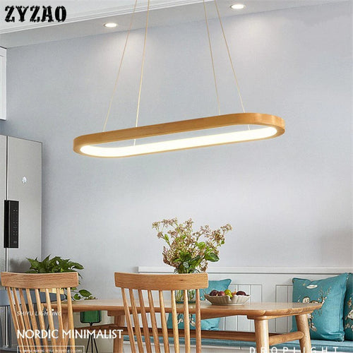 suspension en bois massif pour restaurant et bar à led - vue 3 sur 7