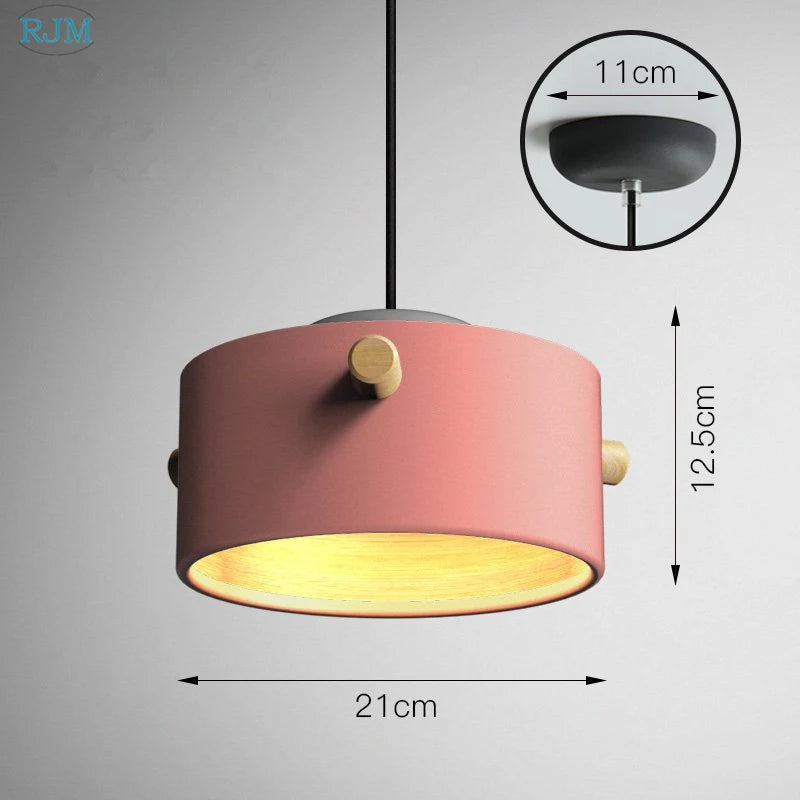 lampe suspendue nordique créative macarons led bois - vue 15 sur 18