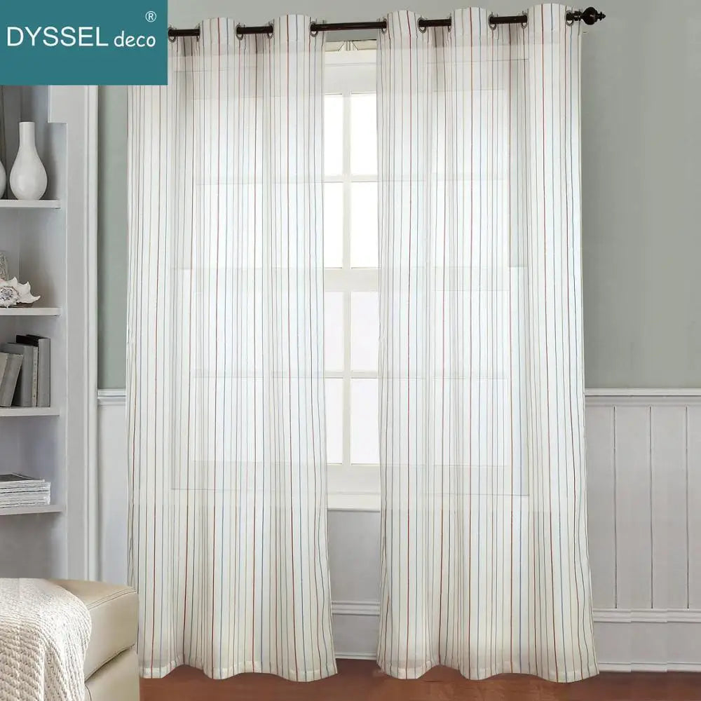 Voilage rayé style européen pour salon chambre - vue 3 sur 7