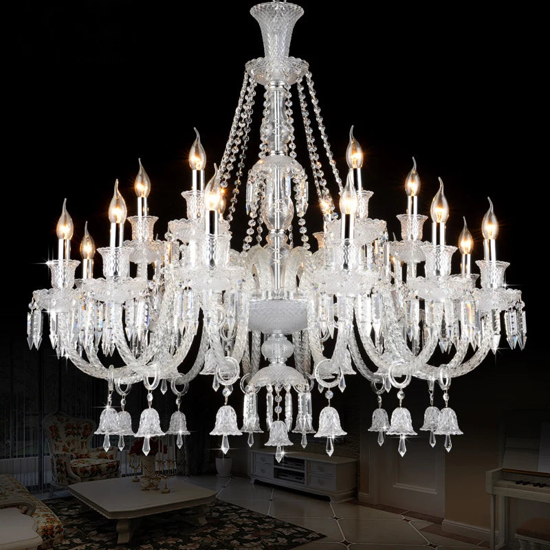 lustre en cristal moderne avec éclairage led design élégant - vue 4 sur 14