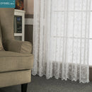 Rideau transparent brodé motif floral style rétro salon