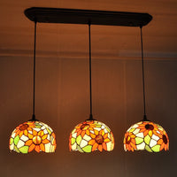 lustre en vitrail tournesols style nordique pour éclairage moderne