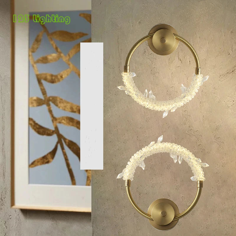 applique murale led cristal et cuivre décorative pour intérieur - vue 4 sur 6