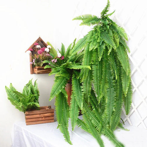 plantes artificielles suspendues grandes plantes tropicales en rotin décoratives - vue 7 sur 11