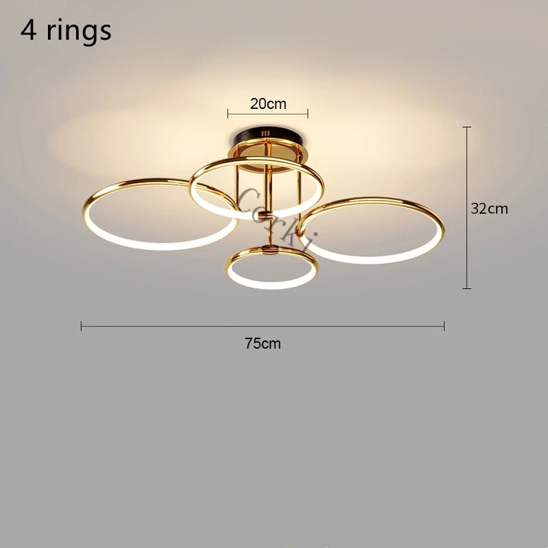 lustre led postmoderne à anneau pour décoration nordique moderne - vue 9 sur 10