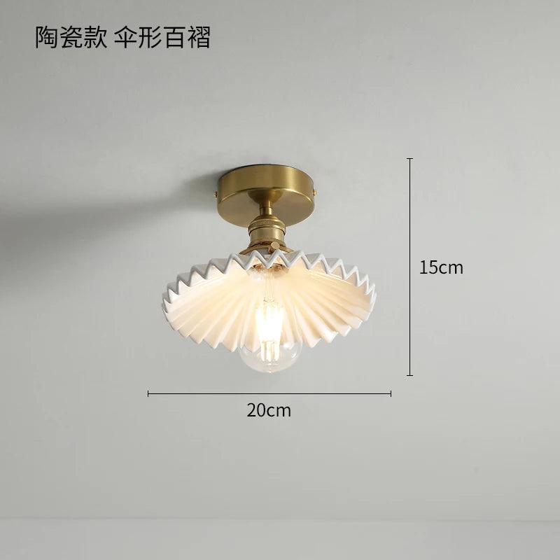 plafonnier nordique cuivre LED luminaires interrupteur chambre salon escalier lumière Plafon montage Flount en céramique éclairage à la maison - vue 9 sur 10