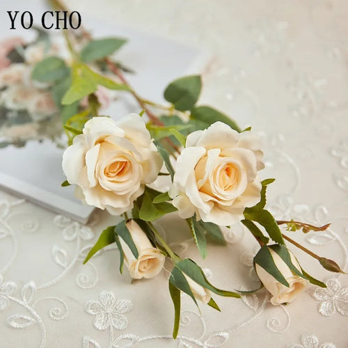 fleurs de roses artificielles en soie pour mariage et décoration - vue 3 sur 14