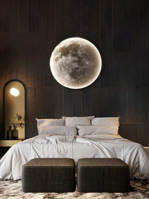 applique murale moderne led lune décoration luxe art - vue 2 sur 10