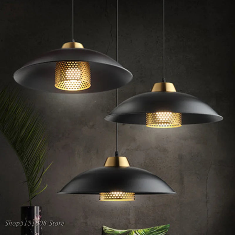 Nordique noir fer suspension moderne salon cuisine lampes suspendues Luminarie salle à manger industriel Vintage décor luminaires