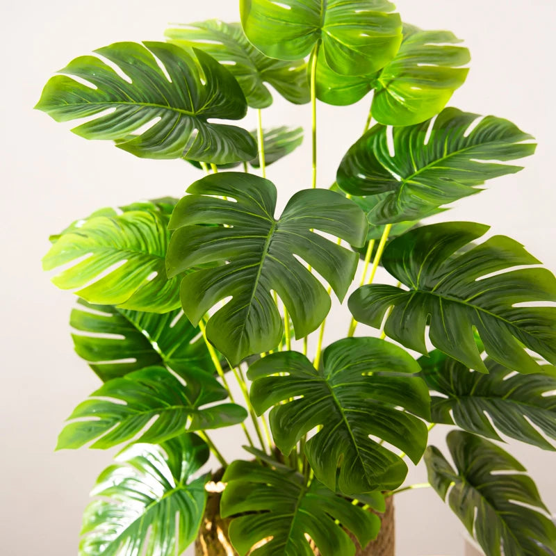 arbre tropical artificiel grandes feuilles de monstera en pot décoratif - vue 5 sur 23