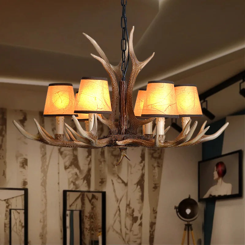 lustre rétro en résine et bois pour restaurant café bar