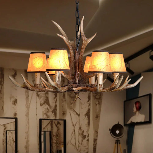 suspension rétro en résine forme bois de cerf pour café restaurant magasin - vue 4 sur 7
