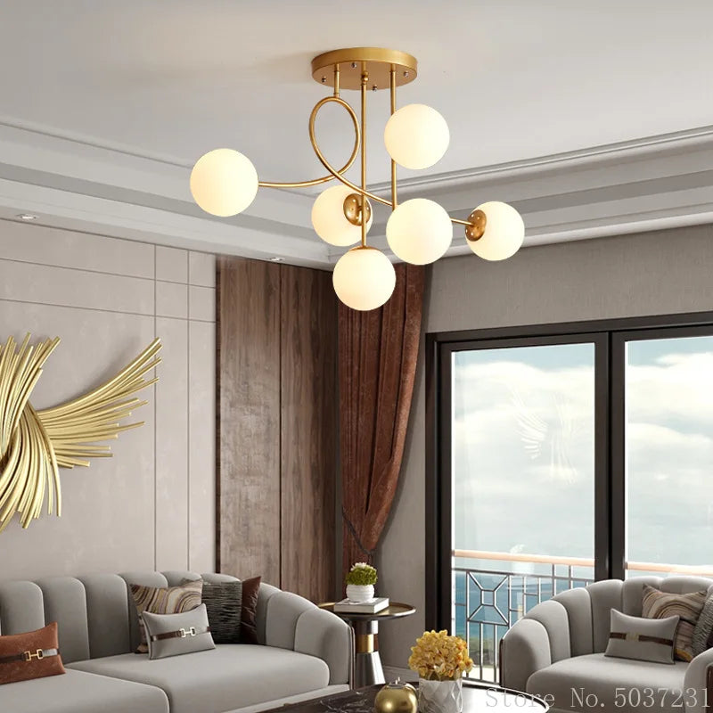 plafonnier boule en verre design nordique élégant pour intérieur moderne - vue 3 sur 11