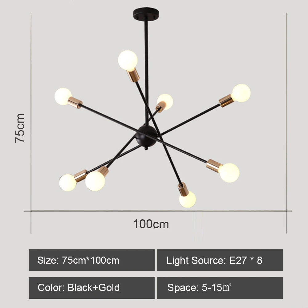 lustre moderne à leds style industriel spoutnik créatif éclairage maison - vue 12 sur 16