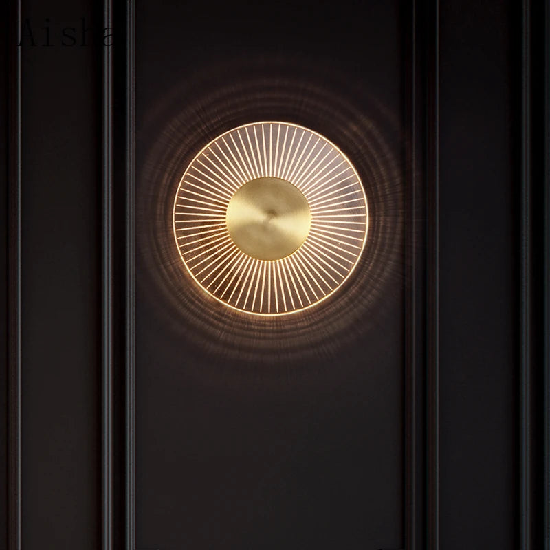 applique murale led ronde en cuivre design créatif pour intérieur moderne - vue 5 sur 7