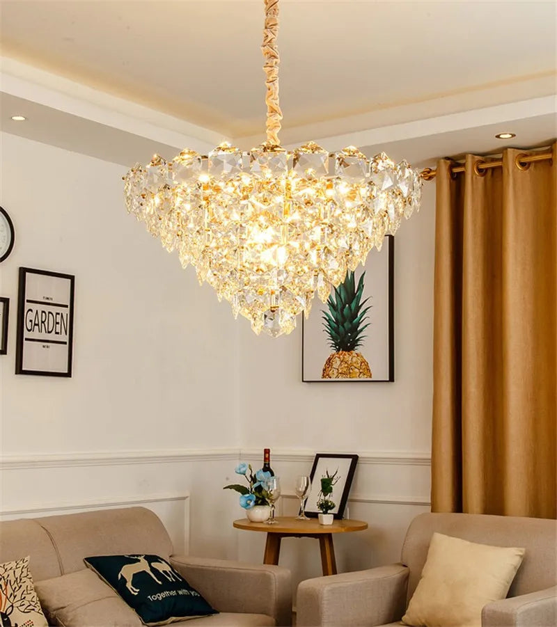lustre suspendu à led en métal doré moderne et élégant pour éclairage intérieur
