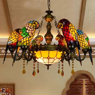 applique murale design en verre coloré motif perroquet - vue 11 sur 20