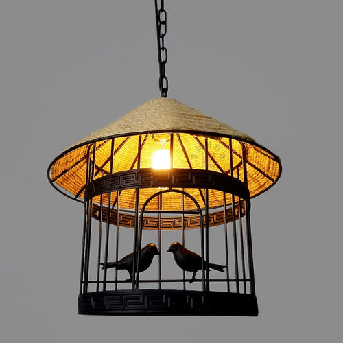 lustre suspension cage à oiseaux style industriel loft - vue 4 sur 7