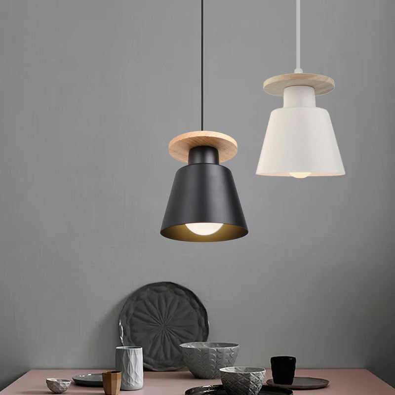 lampe led suspendue design nordique en bois pour bar hôtel