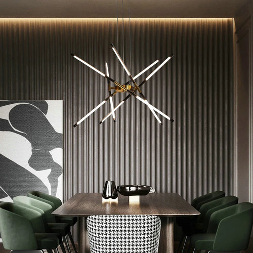 Light luxury style Nordic restaurant chandelier, simple modern atmosphere creative living room bedroom lighting net red led lamp - vue 6 sur 14