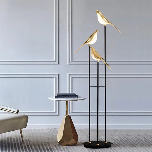 Nomi Lampadaire LED lampe oiseau postmoderne galvanoplastie doré jardin lecture chambre étude salon lampadaire de luxe - vue 2 sur 16