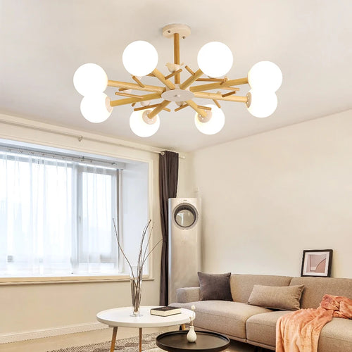 lustre nordique moderne en verre avec éclairage led décor oiseau - vue 4 sur 9