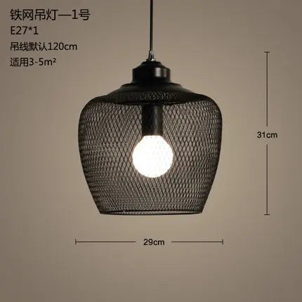 lustre cage à oiseaux style loft rétro en fer créatif minimaliste - vue 19 sur 18