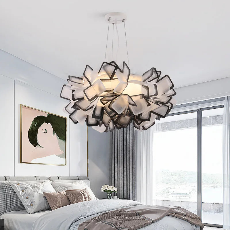 suspension fleur design italie led acrylique pour salon chambre