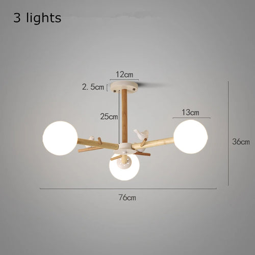 lustre nordique moderne en verre avec éclairage led décor oiseau - vue 10 sur 9