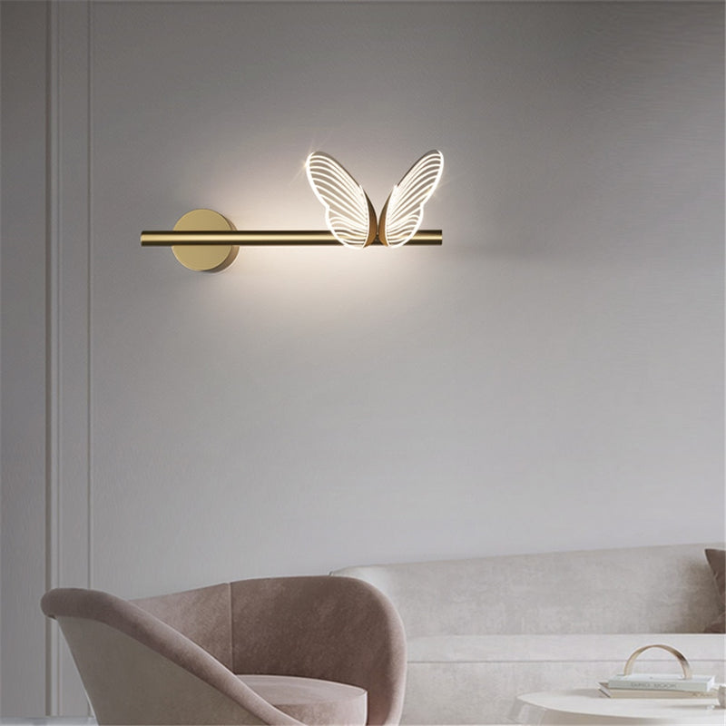 wall lamp Papillon metallic gold design mural