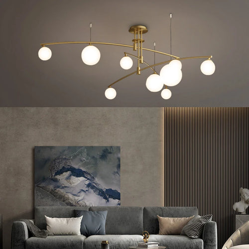 suspension moderne en métal et verre pour intérieur - vue 7 sur 18