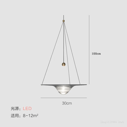 suspension LED en verre transparent design nordique moderne - vue 9 sur 9