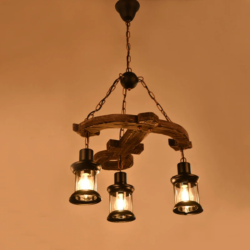 lustre ancre en bois style rétro pour café et restaurant - vue 4 sur 7