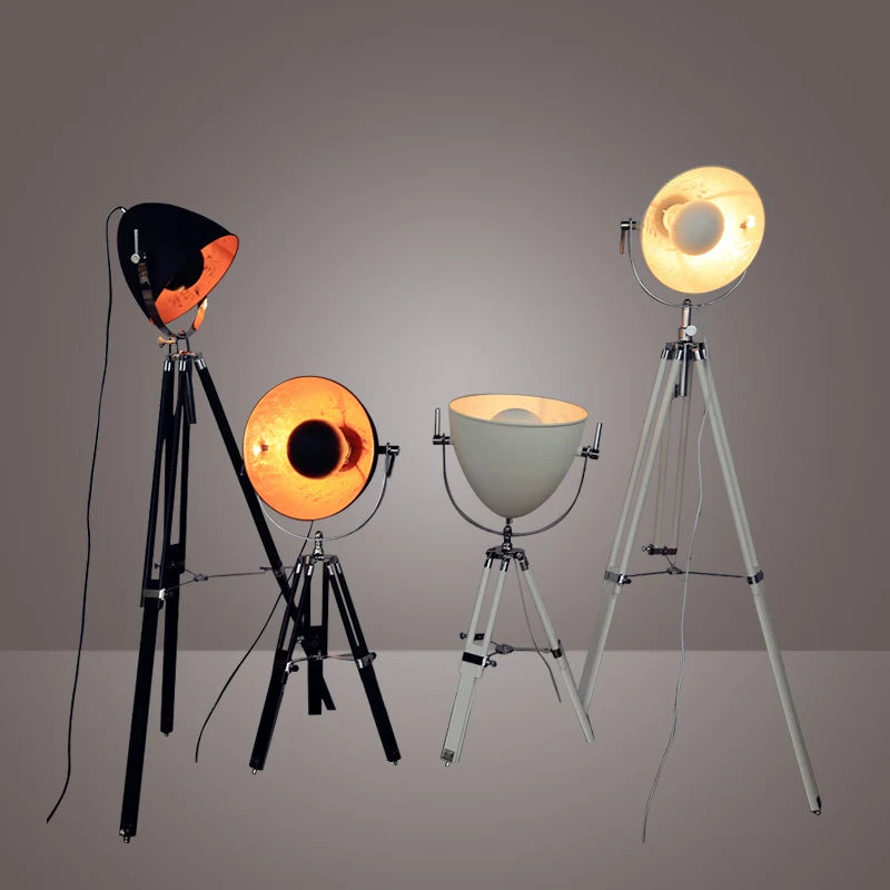 lampe de sol vintage à trépied avec ampoules edison décorative