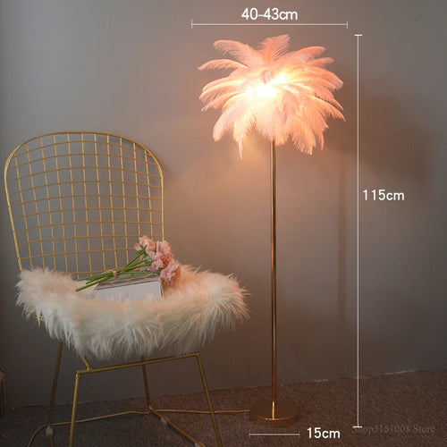 lampadaire nordique en plumes d'autruche avec éclairage led - vue 11 sur 12