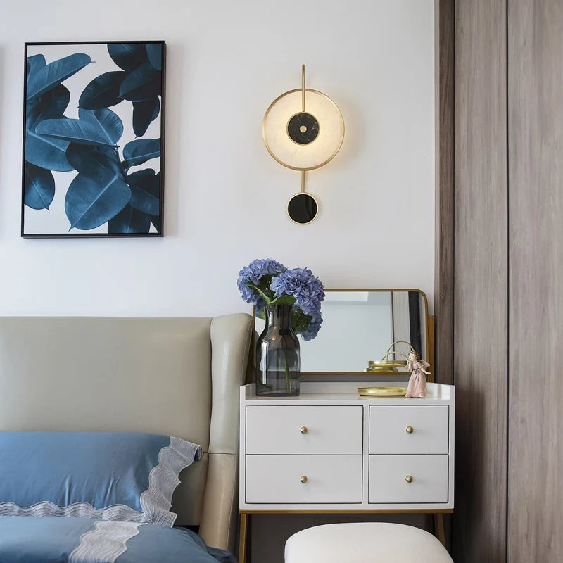 applique murale nordique en marbre avec horloge décorative - vue 6 sur 7