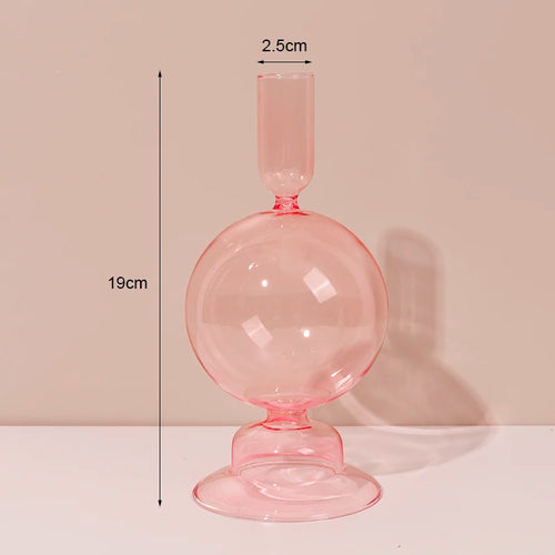 bougeoirs en verre rétro classiques pour décoration de mariage et intérieure - vue 10 sur 17