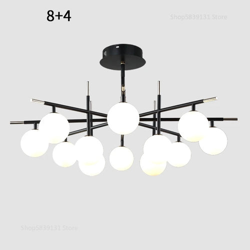 lustre nordique en fer avec boule de verre led pour restaurant - vue 17 sur 20