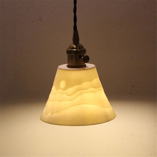 Plafonnier lumière rustique céramique abat-jour loft déco maison suspendu - vue 5 sur 12