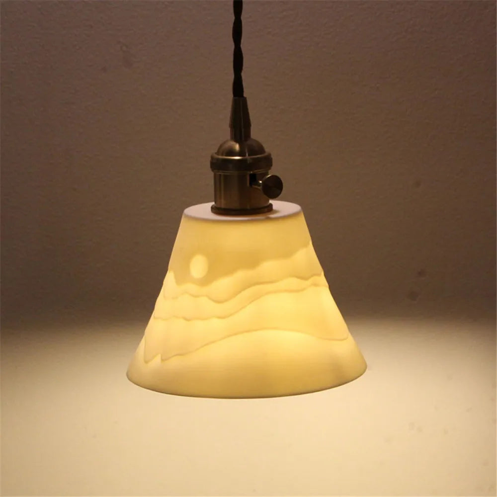 plafonnier moderne rustique céramique abat-jour suspension design loft - vue 7 sur 12